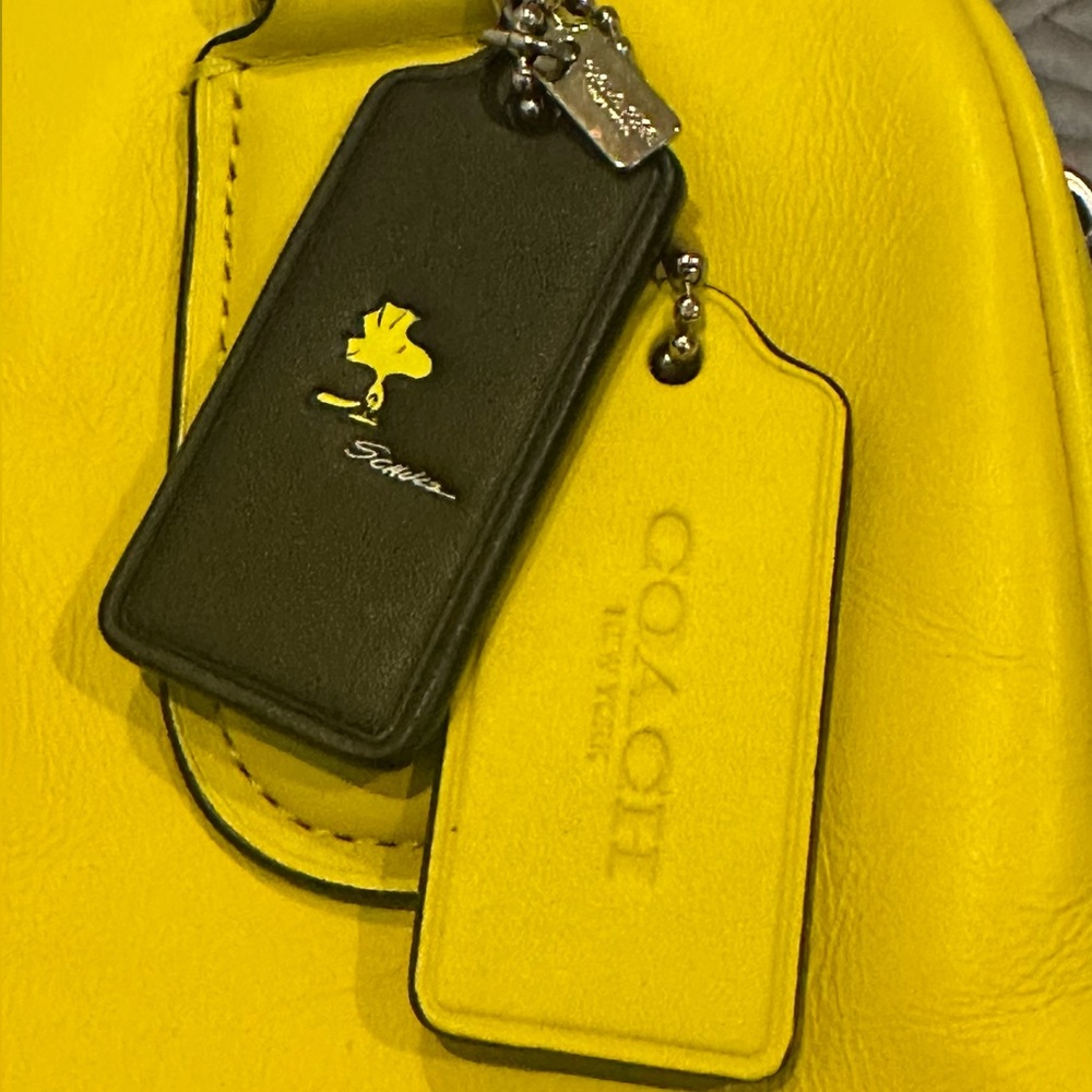 COACH X PEANUTS Snoopy Mini Surrey Yellow Satchel Crossbody + Woodstock Hang Tag - Picture 3 of 10